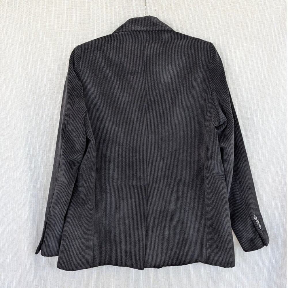 Ruti Corduroy Double-Breasted Blazer Jacket Womens Black Long Sleeve - Picture 3 of 11